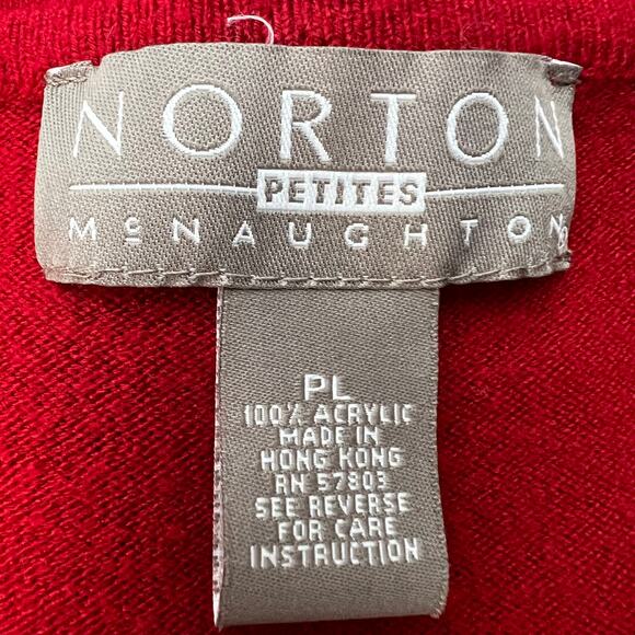 Norton McNaughton (L) Petite VINTAGE 80s Red Knit Long Sleeve Pullover Sweater - Picture 5 of 5